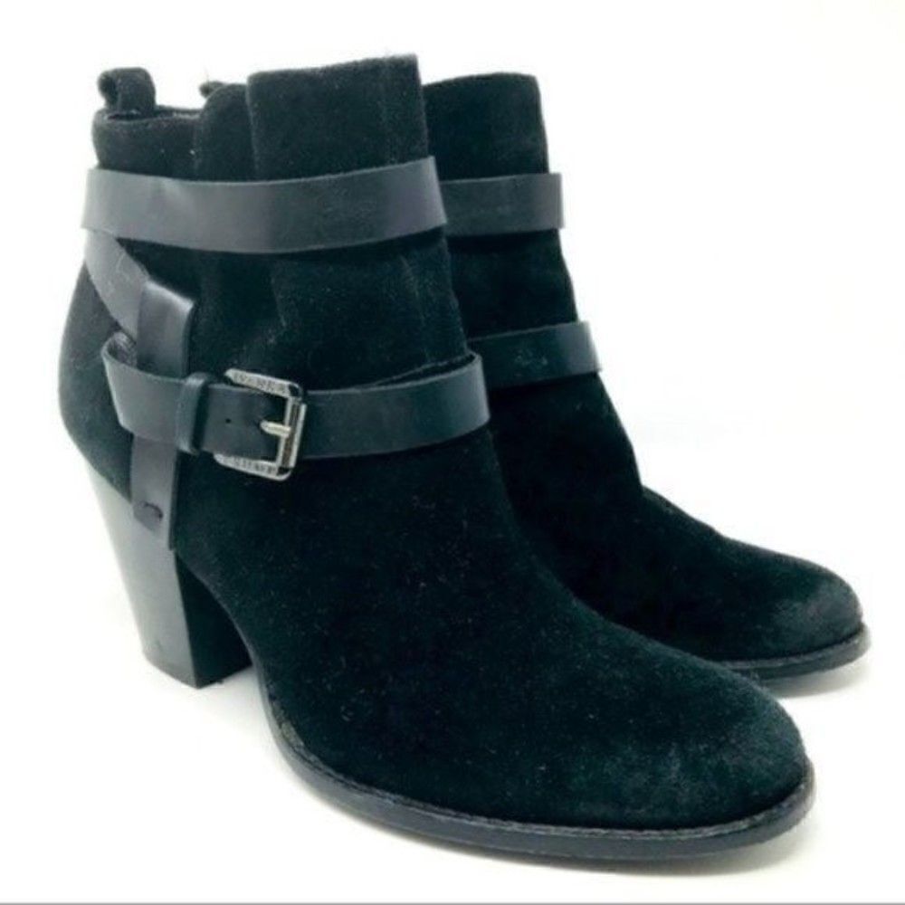Ivanka Trump Womans black suede ankle boot US 8.5M BoxK heels
